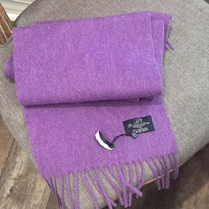 Purple Fringe Wool Scarf 100 % wool nwot